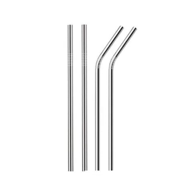 (ITN) Stainless Steel  Bent Straw 4 pieces with cleaning Brush for Drinks SKUBE003