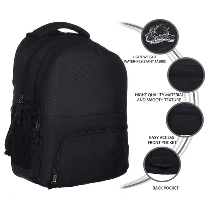 RADG BAG Stellar Unisex Nylon Polyester Backpack | Spacious Multi-Compartment Bag with Rain cover | Lightweight | Ideal for professional| Durable Backpack (Black)