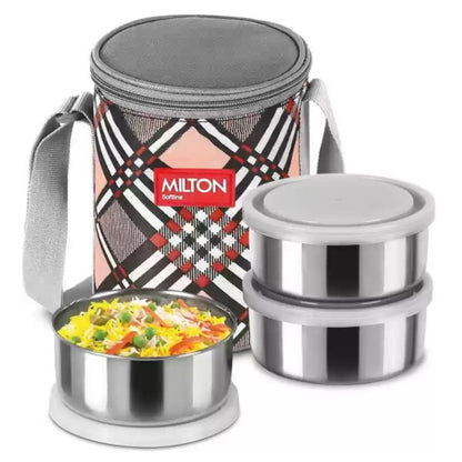 (KB-211) Milton Steel Softline Treat 3 Steel Lunh box 3 Containers, 280 ml SKU4454