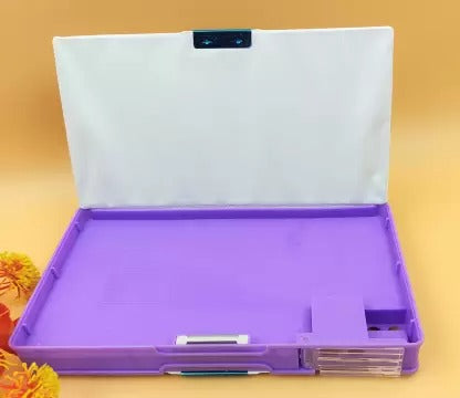 purple color pencil box with magnetic closer